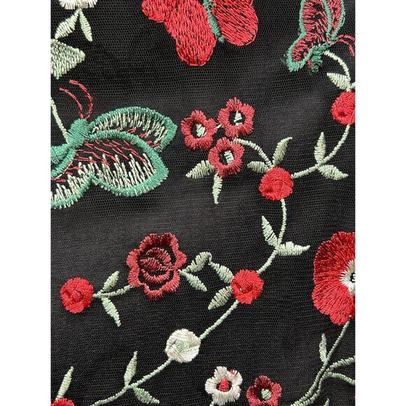 January‎ 7 Shirt Womens Small Black Floral Lace Velvet Pullover Top DarkFloral - Picture 5 of 7